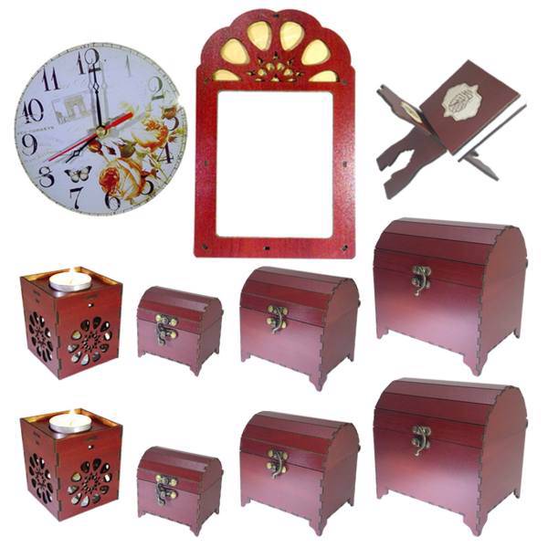 مجموعه هفت سین 14 پارچه فامسین مدل صندوقچه ای بزرگ، Famesin Treasure Chest Large Wooden 14 Pcs Haftsin