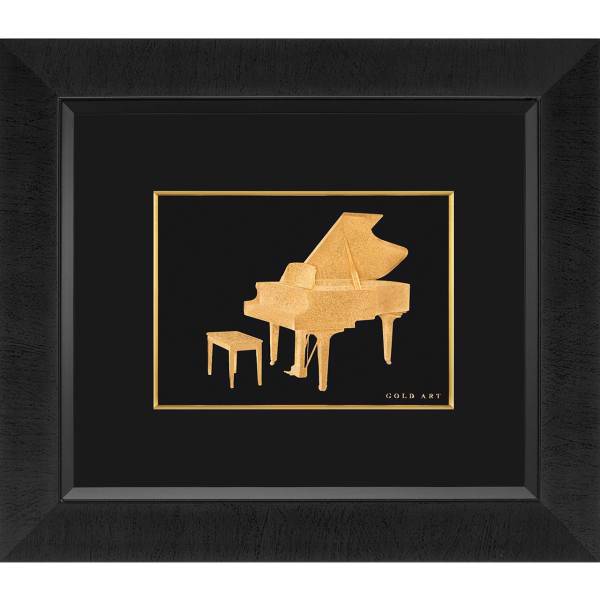 تابلوی طلاکوب زرسام طرح Piano سایز 35 × 40 سانتی متر، Zarsam Piano Golden Tableau Size 40 x 35 cm