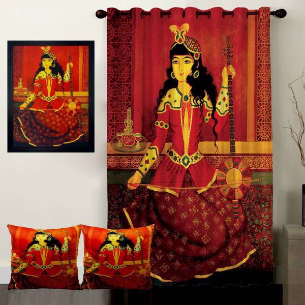 پرده رنس مدل S1-41013 به همراه تابلو و کوسن، Rence S1-41013 Curtain with Tableau and Cushion