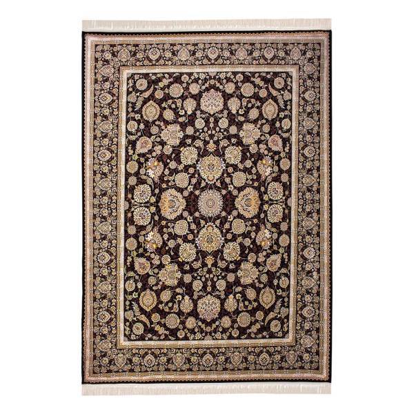فرش ماشینی کتیبه طرح نازنین کد FR115 زمینه سرمه ای