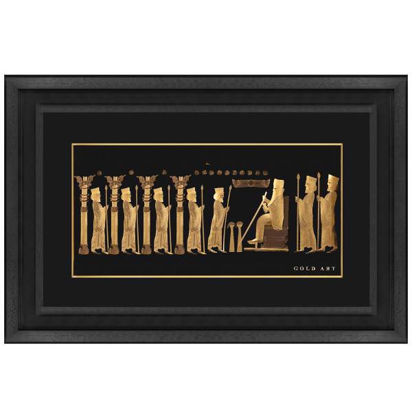 تابلوی طلاکوب زرسام طرح مردان هخامنشی سایز 60 × 90 سانتی متر، Zarsam Hakhamanesh Men Golden Tableau Size 90 x 60 cm