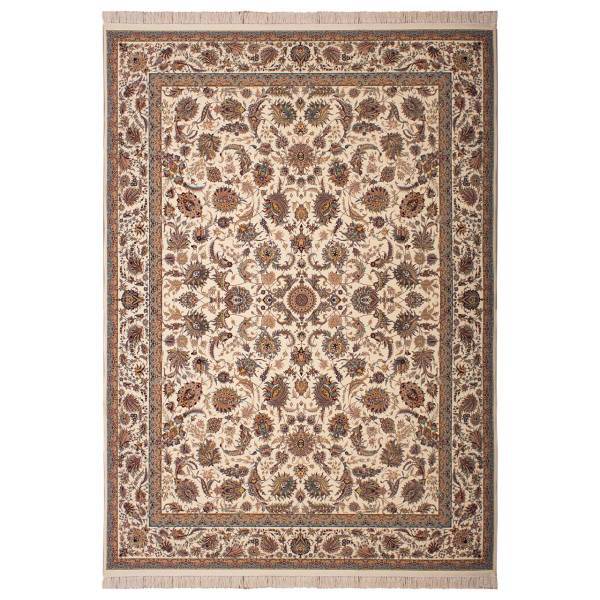 فرش ماشینی سرزمین فرش طرح سلطنتی زمینه کرم