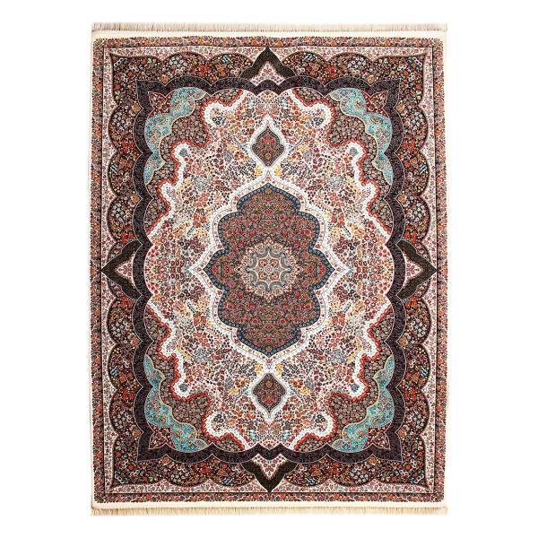 فرش ماشینی دربار طرح شاه پری کد FR13 زمینه کرم