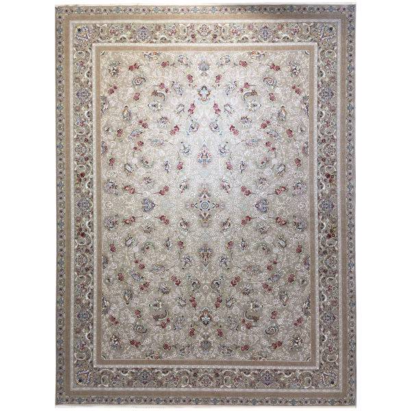 فرش ماشینی عظیم زاده طرح افشان گل سرخ گل برجسته کد 9029