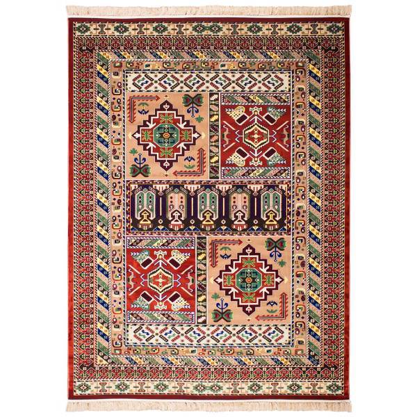 فرش ماشینی سرزمین فرش طرح عشایر زمینه مسی