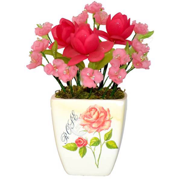 گلدان سرامیکی و گل های کریستال دست ساز سی دا کد CR01129a، Sida CR01129a Crystal Flower and Ceramic Pot