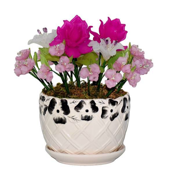 گلدان سرامیک و گل های کریستال دست ساز سی دا کد CR01142c، Sida CR01142c Crystal Flower and Ceramic Pot