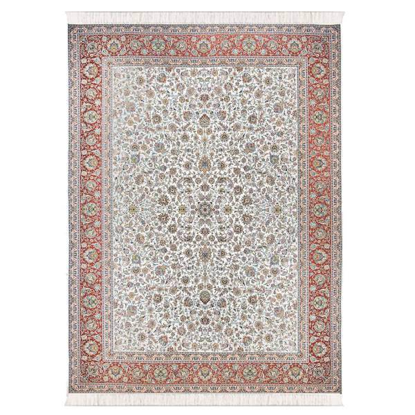 فرش ماشینی کاخ طرح بیست هزار چهل و شش زمینه کرم