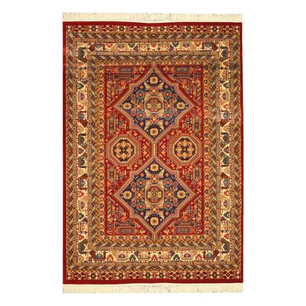 فرش ماشینی دینا طرح خشتی کد 707 زمینه روناسی