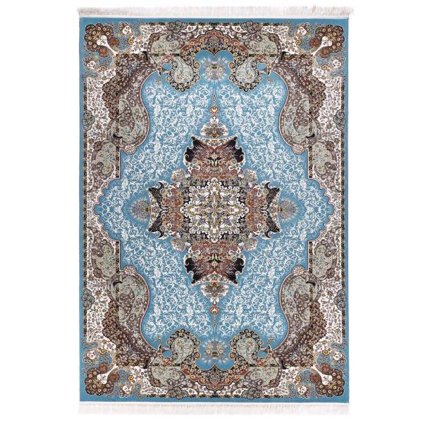 فرش ماشینی دنیای فرش طرح الی زمینه آبی