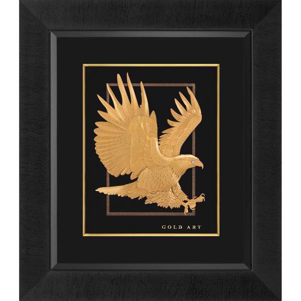 تابلوی طلاکوب زرسام طرح Eagle Wing Open سایز 40 × 35 سانتی متر، Zarsam Eagle Wing Open Golden Tableau Size 35 x 40 cm