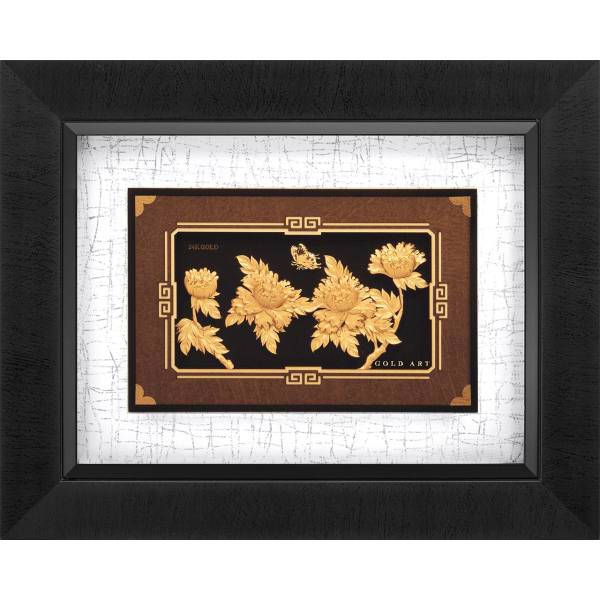 تابلوی طلاکوب زرسام طرح چهار گل و پروانه افقی سایز 40 × 50 سانتی متر، Zarsam Four Flower And Butterfly 3D Horizontal Golden Tableau Size 50 x 40 cm