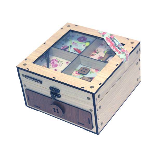 جعبه لوازم خیاطی چوبی فامسین مدل دکوری دار کشویی بزرگ، Famesin Equipped Large Wooden With Drawer decorative Sewing Box