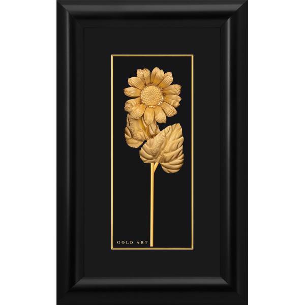 تابلوی طلاکوب زرسام طرح آفتابگردان سایز 22 × 35 سانتی متر، Zarsam Sunflower Golden Tableau Size 35 x 22 cm