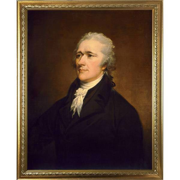 تابلو گالری هنری پیکاسو طرح پرتره الکساندر همیلتون قاب طلایی