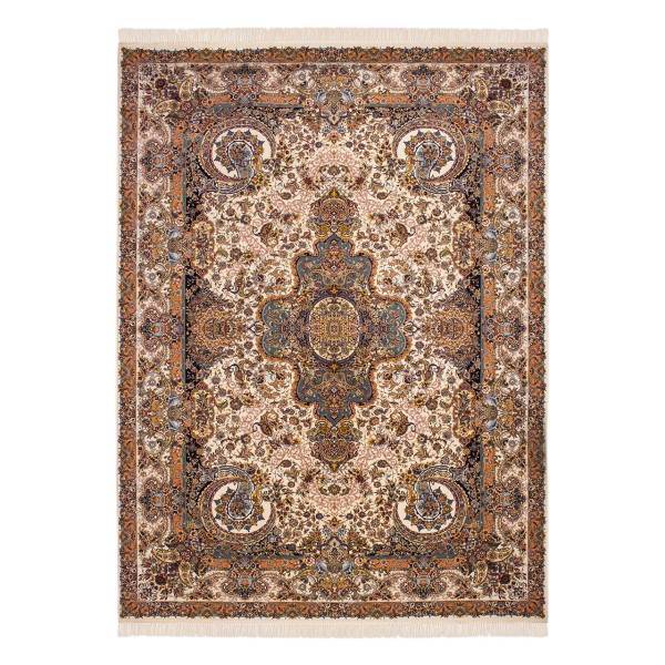 فرش ماشینی بزرگمهر طرح موج مهر کد FR124 زمینه کرم