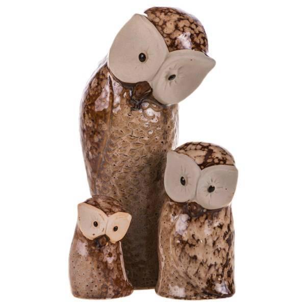 مجسمه سرامیکی مدل جغد سرکج کد DY22230 بسته 3 عددی، Owl Tilted Head DY22230 Decorative Ceramic Statue Pack Of 3