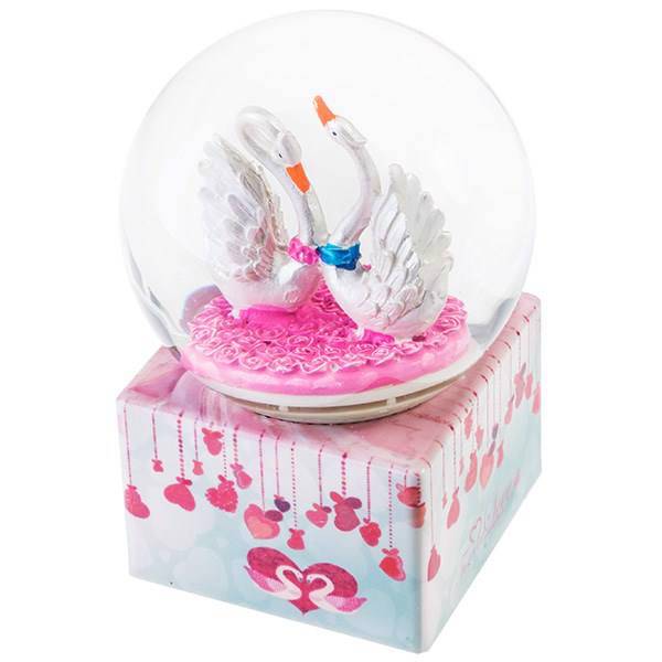 گوی برفی موزیکال مدل قو، Forever Love Swan Musical Snow Globe