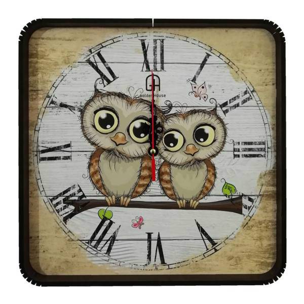 ساعت دیواری گلدن طرح جغد زوج کد 10010141