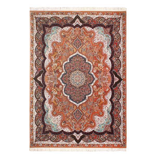 فرش ماشینی آنتیک طرح شاه پری کد FR10 زمینه گردویی