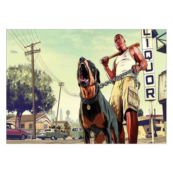 تابلو شاسی ونسونی طرح GTA V The Dog Bark سایز 50 × 70، Wensoni GTA V The Dog Bark Chassis Size 50 x 70
