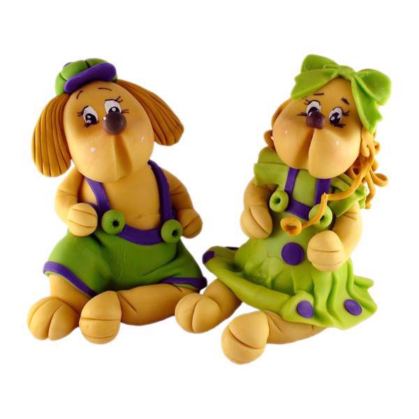 مجسمه خمیری ثمین مدل Girl And Boy Lovely Dog بسته 2 عددی، Samin Girl And Boy Lovely Dog Dough Statue 2Pcs