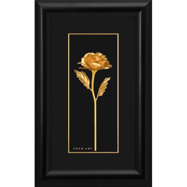 تابلوی طلاکوب زرسام طرح گل رز سایز 22 × 35 سانتی متر، Zarsam Rose Golden Tableau Size 35 x 22 cm