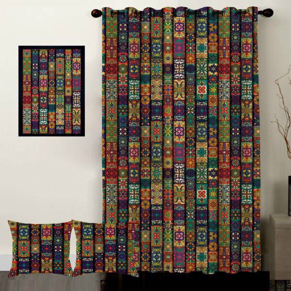 پرده رنس مدل S1-41075 به همراه تابلو و کوسن، Rence S1-41075 Curtain with Tableau and Cushion