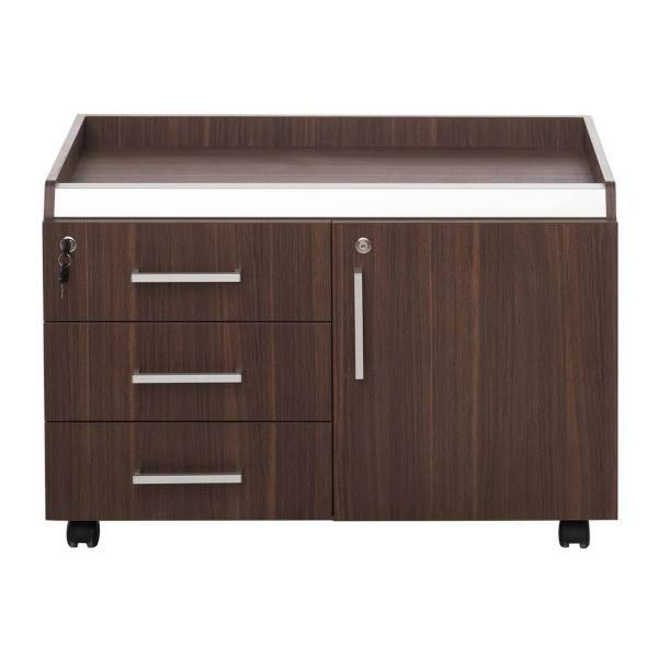 کمد اداری چرخ دار فرآذین مدل FAD-102 بلوطی تیره، Farazin FAD-102 Dark Oak Wheeled Cupboard