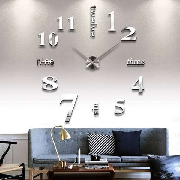 ساعت دیواری پدیده شاپ مدل Number نقره ای، Padidehshop Number Silver Wall Clock