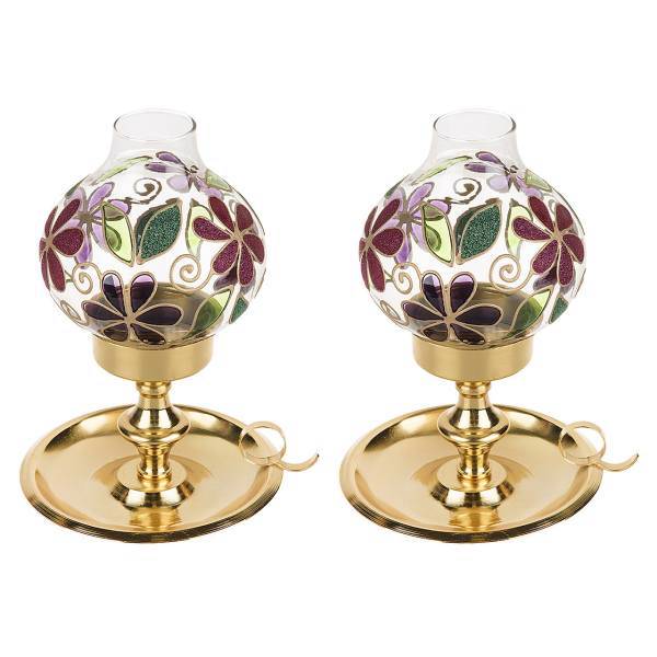 ست جاشمعی فانوسی گالری انار مدل گل‌ ریز، Anar Tiny Flowers 2Pcs Lantern Candle