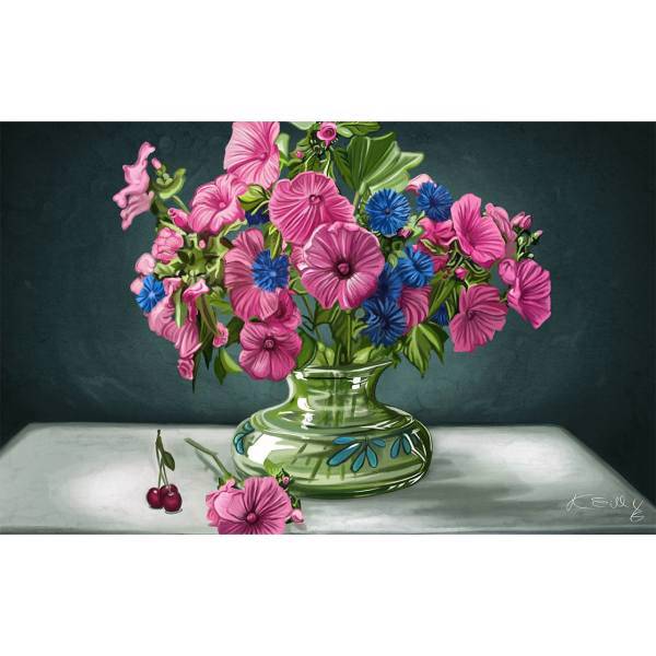 تابلو شاسی گالری هنری پیکاسو طرح زندگی گل سایز 60 × 40سانتی متر، Picasso Art Gallery Life of Flowers Chassis Size 40 x 60 CM