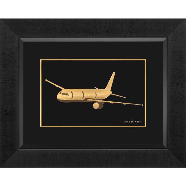 تابلوی طلاکوب زرسام طرح Airplane سایز 50 × 40 سانتی متر، Zarsam Airplane Golden Tableau Size 40 x 50 cm