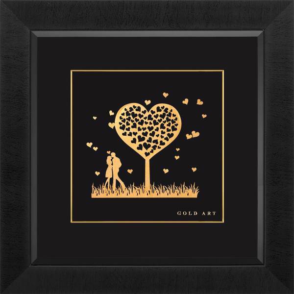 تابلوی طلاکوب زرسام طرح درخت عشق سایز 38 × 38 سانتی متر، Zarsam Love Tree Golden Tableau Size 38 x 38 cm