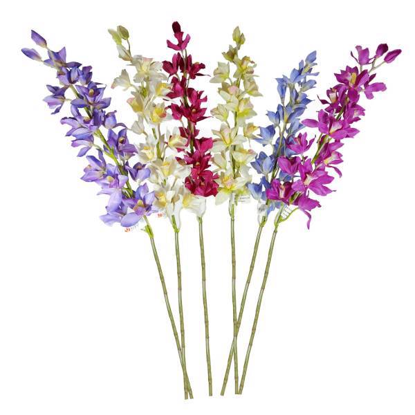 گل مصنوعی طرح ارکیده گرم کد AL-9050161 مجموعه 6 عددی