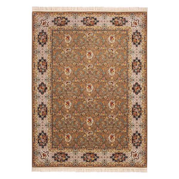 فرش ماشینی بزرگمهر طرح افشان کد FR128 زمینه گردویی