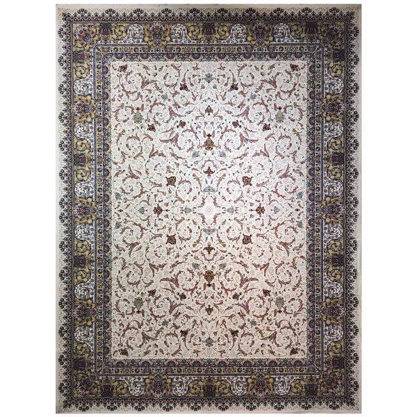 فرش ماشینی عظیم زاده طرح ثنا گل برجسته کد 9022
