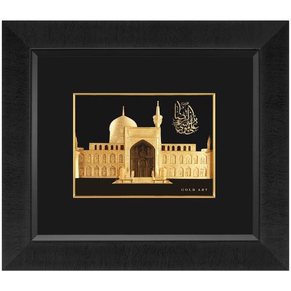 تابلوی طلاکوب زرسام طرح حرم امام رضا سایز 35 × 40 سانتی متر، Zarsam The Shrine Of Imam Reza Golden Tableau Size 40 x 35 cm