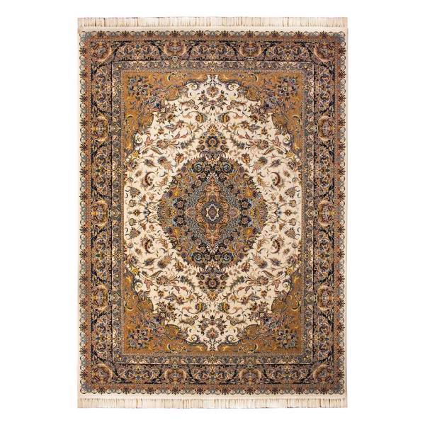 فرش ماشینی بزرگمهر طرح خطیبی کد FR166 زمینه کرم