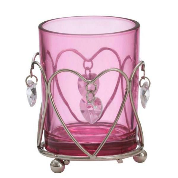 جاشمعی لیوانی ینکی کندل مدل صورتی با آو، Yankee Candle Pendants Heart Glass Candle Holder