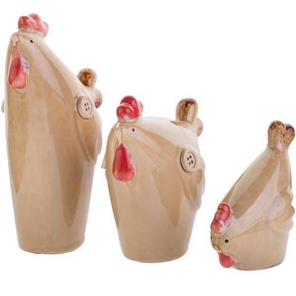 مجسمه خانواده مرغ ها سه عددی، Chicken Family 3 Pieces Statue