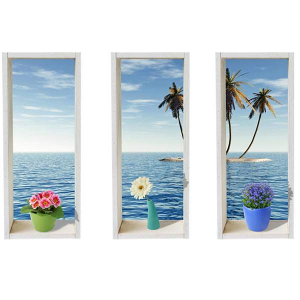 استیکر سه بعدی ژیوار طرح پنجره های رو به دریا، Zhivar Windows Facing The Sea 3D Wall Sticker