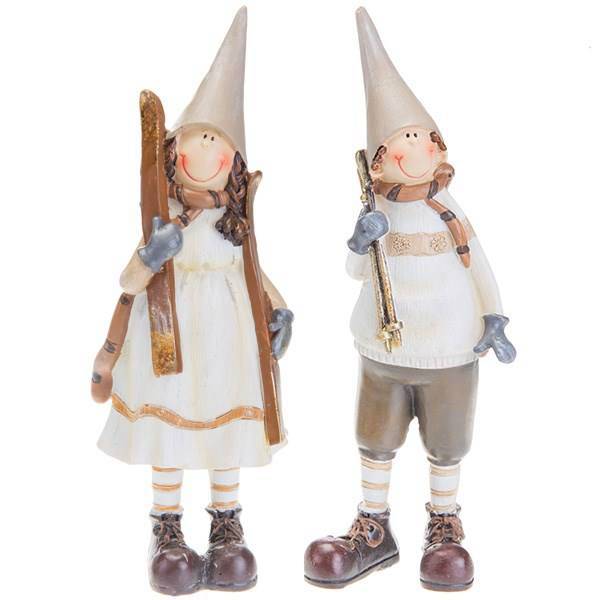 مجسمه مدل دختر و پسر ایستاده اسکی باز کد 14101، Standing Boy And Girl Skier 14101 Statue