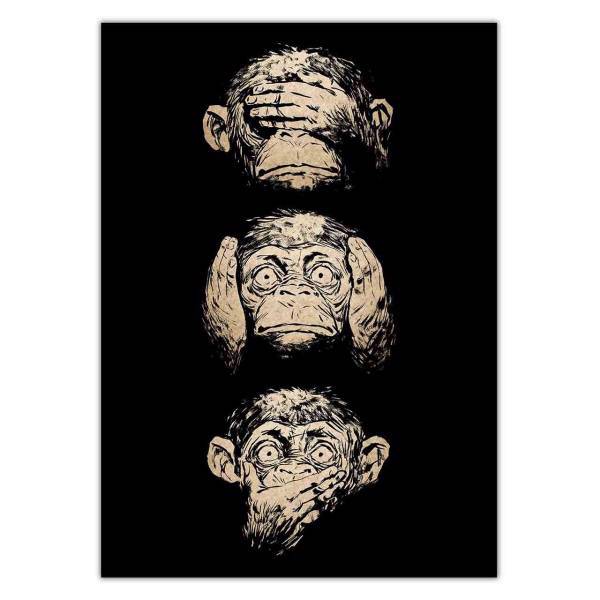 تابلو شاسی ونسونی طرح 3 Wise Monkeys سایز 70 × 50، Wensoni Wise Monkeys 3 Chassis Size 50 x 70