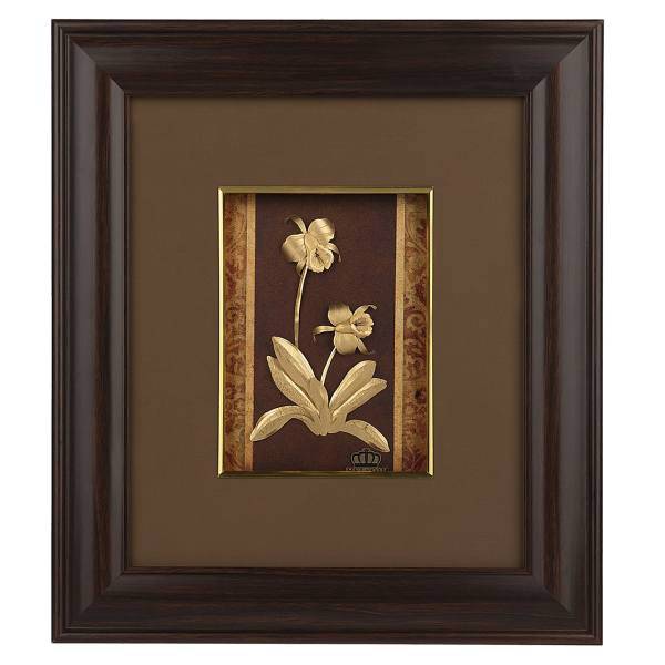 تابلوی طلاکوب زرسام طرح گل زنبق سایز 35 × 40 سانتی متر، Zarsam Lily Golden Tableau Size 40 x 35 cm