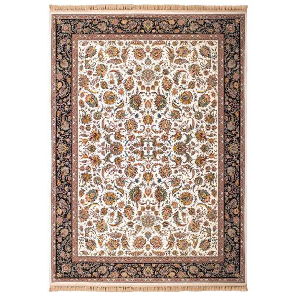 فرش ماشینی سرزمین فرش طرح افشان زمینه کرم