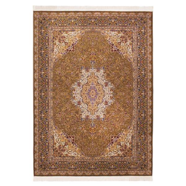 فرش ماشینی خالقی طرح لاله کد FR196 زمینه گردویی
