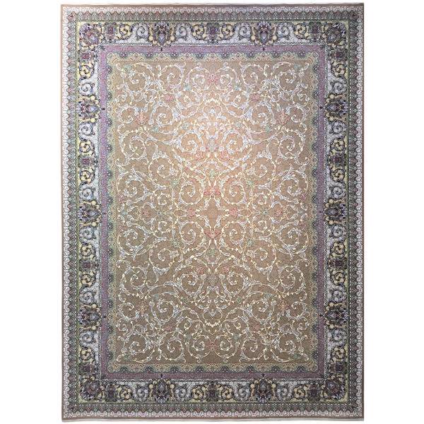 فرش ماشینی عظیم زاده طرح افشان اسلیمی گل برجسته کد 9003