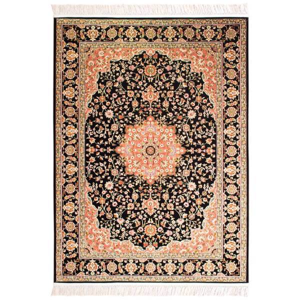 فرش ماشینی فرش کاشان طرح شهرزاد کد FSM41 زمینه مشکی