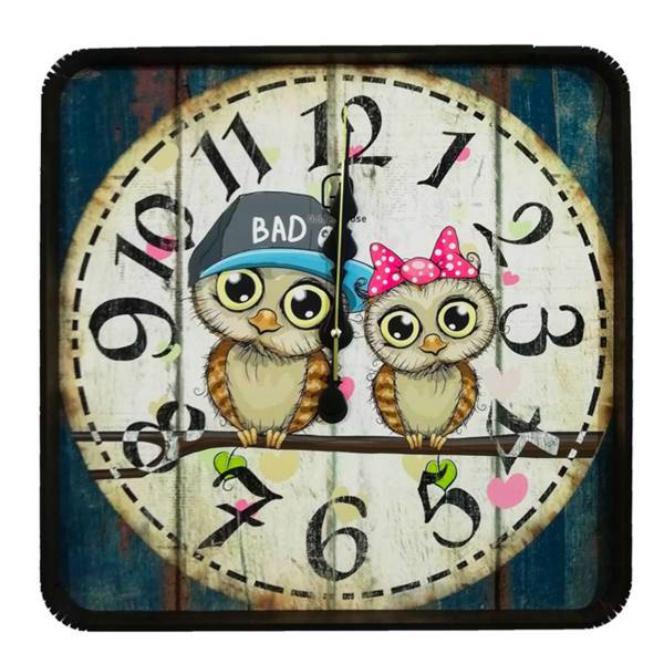 ساعت دیواری گلدن طرح جغد زوج کد 10010172